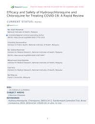 National institute of health is one of the most prestigious institutions of the country involved in multi disciplinary public health related activities like diagnostic services, research and production of biologicals for the last more than 40 years. Pdf Efficacy And Safety Of Hydroxychloroquine And Chloroquine For Treating Covid 19 A Rapid Review