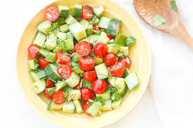 Simple Tomato Cucumber And Avocado Salad Ahead Of Thyme