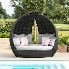 Maze Rattan Lotus Garden Daybed In Grey 1 199 00 Luxury Garden Furniture Garden Day Bed Rattan Garden Furniture