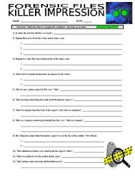 Learning targets science worksheets forensic science forensics research paper vocabulary fill presentation it cast. Forensic Files Killer Impression Science Video Worksheet Tpt