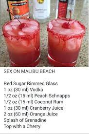 Malibu Beach - Coconut Rum Peach Schnapps Vodka Cranberry Juice Drinks Alcohol Recipes Alcohol Drink Recipes Alcohol Recipes