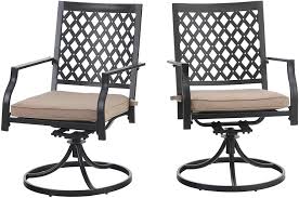 Use a single metal outdoor bench in your garden for a quiet place of reflection, or share a cup of tea with a neighbor in a rocker on your front porch. Amazon Com Phi Villa Outdoor Metal Swivel Chairs Set Of 2 Patio Dining Rocker Chair With Cushion Furniture Set For Garden Backyard Bistro Small Grid Black Kitchen Dining