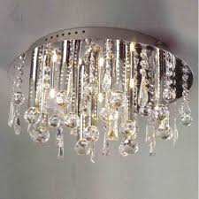 Modern Small Crystal Chandeliers Chrome Ceiling Light Crystal Flush Mount Light