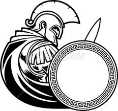 Black And White Warriors Logo This Trojan Warrior Mascot Is Great For Any Mascot Driven Design His Shield Drawing Knight Drawing Art Logo