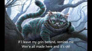 Lovely phone holder featuring the cheshire cat with his iconic phrase like we're all mad here and many others awesomely conforming the shape of the cheshire cat's head. Cheshire Kitten We Re All Mad Here By Sj Tucker Youtube