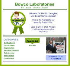 Below are the major pest control companies in the world. Bowco Labs Pest Control Nj Company Honored By Angie S List Pest Control Technology For Excellence In Customer Service As A Direct Result Of Great Customer Reviews