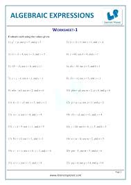 Grade 7 maths algebraic expressions multiple choice questions (mcqs) 1. Algebra Worksheets Algebraic Expressions Worksheet Pdf Sumnermuseumdc Org