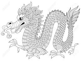 Learn how to draw with simple worksheets, line art and drawings. Chinese Dragon In Zentangle Style Adult Antistress Coloring Page Black And White Hand Drawn Doodle For Coloring Book Royalty Free Cliparts Vectors And Stock Illustration Image 66538476