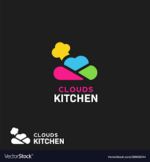 cloud kitchen logo with colorful cloud