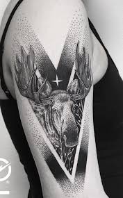 The design below is a great expression of expertise in artwork and covers quite a large part of the body, a fact that makes it more appealing. 10 Geometric Moose Tattoo Ideas Petpress Moose Tattoo Tattoos Beauty Tattoos