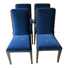 Mid Century Modern Blue Velvet Dining Chairs Set Of 4 Blue Dining Chair Velvet Dining Chairs Dining Chairs