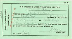 Online, article, story, explanation, suggestion, youtube. Receipt For Money Transfer Service Via Western Union Telegraph Digital Commonwealth