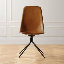 Carine Brown Leather Matte Black Office Chair