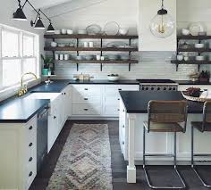 No Uppers All Open Shelving Modern Farmhouse Kitchens Rustic Farmhouse Kitchen Farmhouse Kitchen Decor