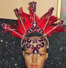 Burgundy Silver Sequin Bead Showgirl Hea