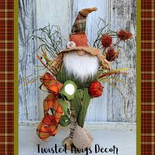 Gnome Decor Fall Decor Scarecrow Gnome Candlestick Decor Etsy Candle Stick Decor Christmas Crafts Gnomes Crafts