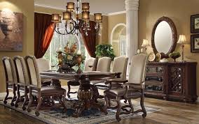Mcferran Home Furnishings D9800 3500 5 Piece Double Pedestal Dining Table Set In Brown D9800 3500 5set Formal Dining Room Sets Formal Dining Room Table Dining Room Table Set