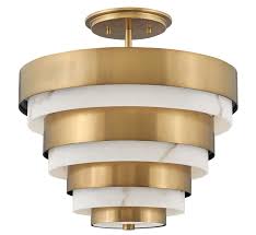 I knew this piece was something special based on the seller's. Hinkley Lighting 30183hb Heritage Brass Echelon 3 Light 16 Wide Lisa Mcdennon Semi Flush Waterfall Ceiling Fixture Lightingdirect Com