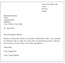 Leave Of Absence Letter Sample Formal Letter Samples
