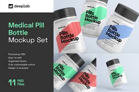 Pill Bottle Premium Mockup Set In Creative Store On Yellow Images Creative Store