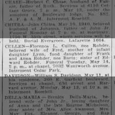 Florence Cullen obituary, 1940