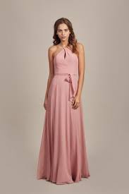 Colby Twist Front Halter Top Bridesmaids Dress Shown In Rose Halter Top Bridesmaid Dress Bridesmaid Dresses Online Amsale Bridesmaid