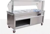 4 Pans Electric Hot Food Warmer Bain Marie With Glass Sneeze Guards and  Blubs