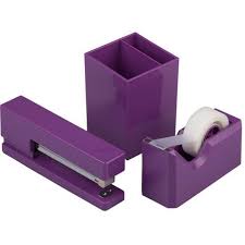 The pen holder for desk doesn't cover much space but it stores plenty of your desks small stuff at one place and in easy access. Jam Paper Stapler Tape Dispenser Pen Holder Desk Set Purple Target