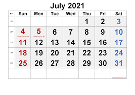 Download Free Printable July 2021 Calendar With Holidays In A Variety Of Different Formats And Colors The Printable Calendar Are Available As Microsoft Word 2 In 2020