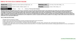 The Coca Cola Company Job Letter Resume Template