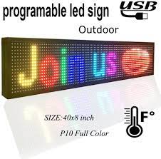 P10 Outdoor Full Color Led Sign 40 X 8 With High Resolution Programmable Led Scrolling Display Led Signs Led Color Business Signs