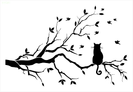 Bird On Tree Branch Stencil Cat On Tree Branch Stencil Craft Diy Art Stencil Wall Art Tree Wall Art Tree Art