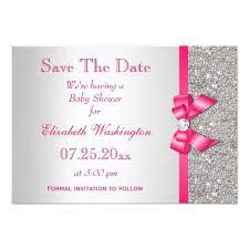 Hot Pink Bow Diamonds Save The Date Baby Shower Zazzle Com Silver Save The Dates Save The Date Invitations Purple Wedding Invitations