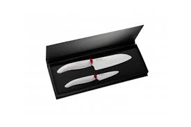 Coffret Cadeau Kyocera 2 Couteaux Ceramique Lames Et Manches Blancs