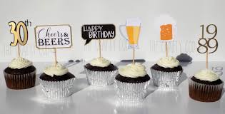30th Birthday Cupcakes Black And Gold Beer Birthday Cupcake Toppers 21 30 40 50 60 Cheers Etsy Beer Birthday 40th Birthday Cupcakes 50th Birthday Cupcakes
