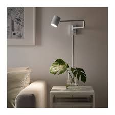 Nymane Wall Lamp With Swing Arm Led Bulb White Ikea Wall Lights Living Room Wall Lamps Living Room Wall Lamp
