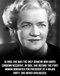 On the morning of June 1, 1950, Senator Margaret Chase Smith headed toward  the Senate floor carrying a typed speech. Near the Capitol subway, she ran  into Senator Joseph McCarthy. He had