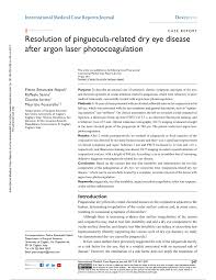 Cagliari la clinica di otorinolaringoiatria dal san. Pdf Resolution Of Pinguecula Related Dry Eye Disease After Argon Laser Photocoagulation
