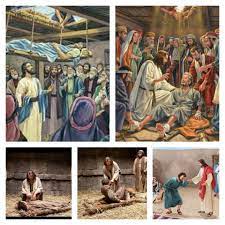Gospel Verses - Mark 2:1-12 When Jesus returned to Capernaum after some  days, it became known that he was at home. Many gathered together so that  there was no longer room for