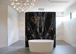 Glass shades for your chandelier will surely help you add some vibrancy to a room while maintaining the elegant and luxurious appearance. Zebrino Black And Gold Marble Bathroom Feature Wall Aria Stone Gallery Bathroom Feature Wall Stone Feature Wall Black And Gold Marble