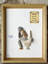 Pebble Art Thinker On The Loo With Funny Bathroom Quotes Pebble Art Bathroom Quotes Rock Crafts