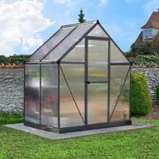 Traditional polycarbonate greenhouses have a straight eave style, while our pride of the pacific greenhouses have a curved eave style. 6 X 4 Palram Mythos Grey Greenhouse Buy Sheds Direct