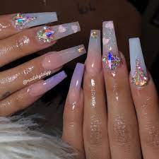 4 780 Likes 98 Comments Ceelalyy Nailsbylalyy On Instagram Christmas Nail Give Nails Design With Rhinestones Rhinestone Nails Purple Ombre Nails