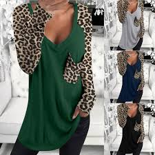 Model baju atasan nagita slavina. Baju Wanita Lengan Panjang Motif Macan Tutul Baju Atasan Kasual Longgar Kerah V Dalam Dengan Saku Baju Pullover Longgar Buy Longgar Kasual Top Dengan Saku Longgar Pullover Kemeja Macan Tutul Cetak Deep V Leher Longgar