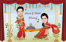 A Cute And Funny Caricature Of A Couple Where The Bride Gets The Groom Knotted For Funny Wedding Invitations Caricature Wedding Invitations Caricature Wedding
