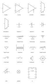 It shows the components of the circuit as simplified shapes, and the power and signal connections between the devices. Circuit Diagram Symbols Lucidchart