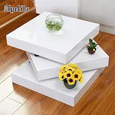 Pair with our spin rotating coffee table. Hight Gloss White Square Rotating Coffee Table Wood Rectangular Modern Side End Sofa Table 3 Layers Living Room Home Office Funiture Buy Online In Angola At Angola Desertcart Com Productid 74462444