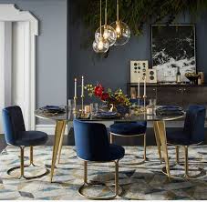 Navy blue and gold contemporary accent chair. Navy Blue And Gold Dining Room Gold Dining Room Modern Dining Room Dining Room Decor
