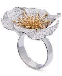 Giani Bernini Two Tone Hibiscus Flower Statement Ring Created For Macy S Reviews Rings Jewelry Watches Macy S Statement Rings Giani Bernini Jewelry
