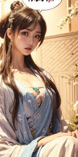 1女孩, ((非常透明的白色漢服旗袍)),(美麗胸部)(情色_), ((專注特寫臉部)), 很年輕(俄語) (亞洲人) - SeaArt AI